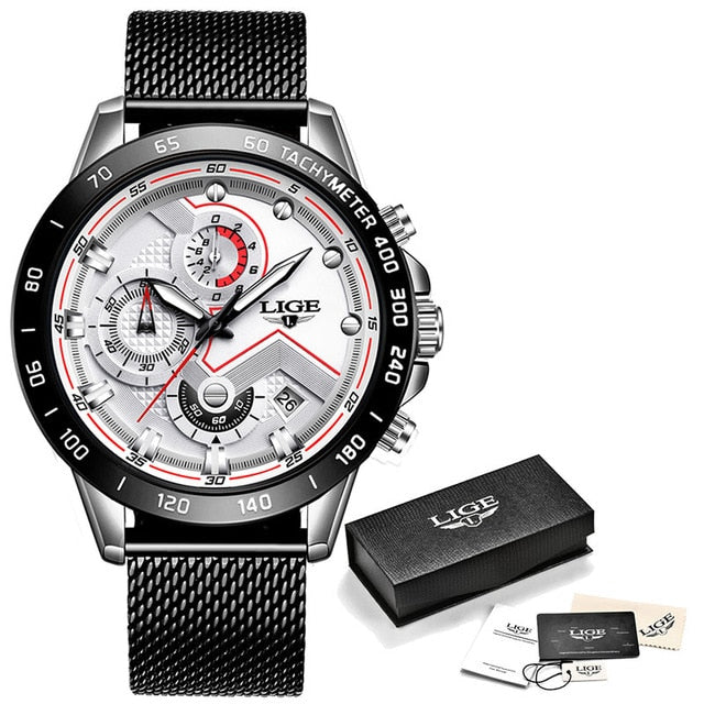 LIGE 2020 nuevos relojes de moda para hombres con Acero Inoxidable marca superior de lujo cronógrafo deportivo reloj de cuarzo reloj Masculino