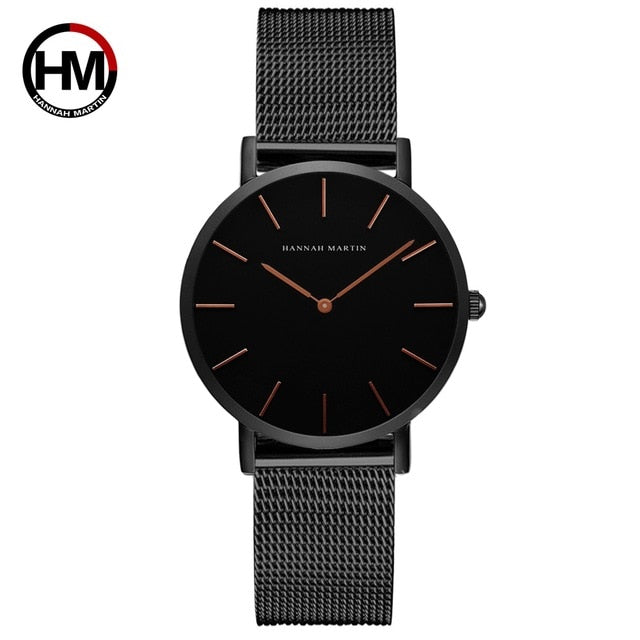 Japon Mouvement À Quartz de Haute Qualité 36mm hannah Martin Femmes En Acier Inoxydable Maille Rose Or Dames Imperméables Montre Dropshipping