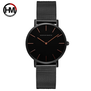 Japon Mouvement À Quartz de Haute Qualité 36mm hannah Martin Femmes En Acier Inoxydable Maille Rose Or Dames Imperméables Montre Dropshipping