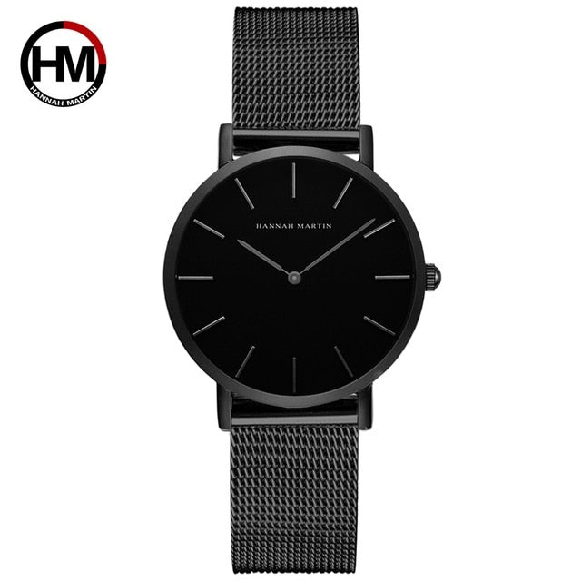 Japon Mouvement À Quartz de Haute Qualité 36mm hannah Martin Femmes En Acier Inoxydable Maille Rose Or Dames Imperméables Montre Dropshipping