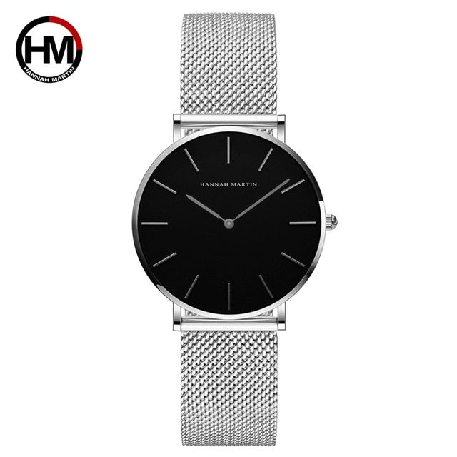 Japon Mouvement À Quartz de Haute Qualité 36mm hannah Martin Femmes En Acier Inoxydable Maille Rose Or Dames Imperméables Montre Dropshipping
