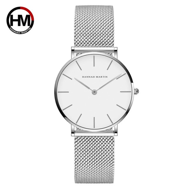 Japon Mouvement À Quartz de Haute Qualité 36mm hannah Martin Femmes En Acier Inoxydable Maille Rose Or Dames Imperméables Montre Dropshipping