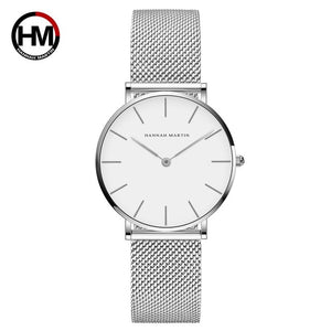 Japon Mouvement À Quartz de Haute Qualité 36mm hannah Martin Femmes En Acier Inoxydable Maille Rose Or Dames Imperméables Montre Dropshipping