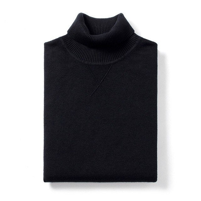 KUEGOU 2020 Spring Plain Black Turtleneck Sweater Men Pullover Casual Jumper For Male Brand Knitted Korean Style Clothes 89002