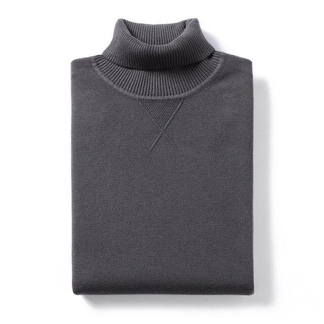 KUEGOU 2020 Spring Plain Black Turtleneck Sweater Men Pullover Casual Jumper For Male Brand Knitted Korean Style Clothes 89002