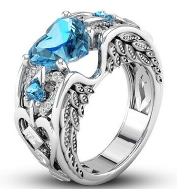 Breloque multicolore 925 argent Sterling princesse coeur Zircon bagues de fiançailles pour les femmes Anel cristaux autrichiens bijoux Top qualité