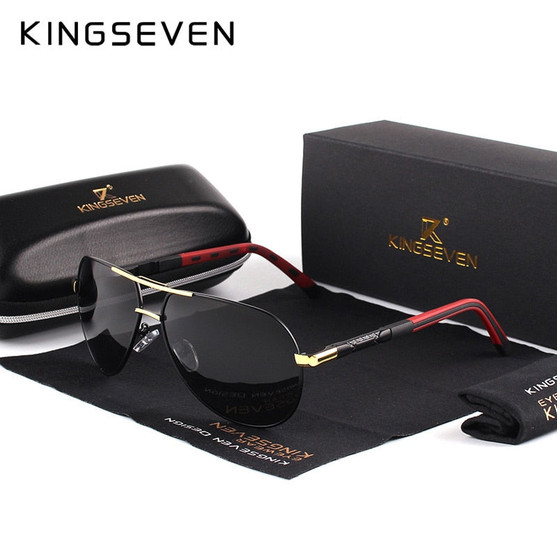 Kingseven men vintage alumínio polarizado óculos de sol marca clássica lente revestimento de condução eyewear para homem/wome