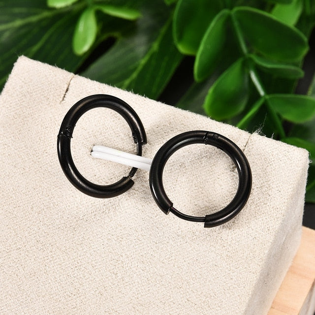 Fashion Women Men Punk Gothic Stainless Steel Simple Round Stud Earrings Lover 3 Colors 3 Size Earring Jewelry