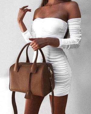 Articat feminino outono inverno bandage vestido feminino 2019 sexy fora do ombro manga longa magro elástico bodycon vestidos de festa