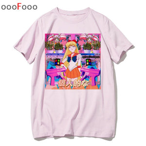 vaporwave T Shirt Harajuk Tops t-shirt Sad Girl Retro Anime Men aesthetic Fashion Japanese male/women Tee Shirt sexy tshirt