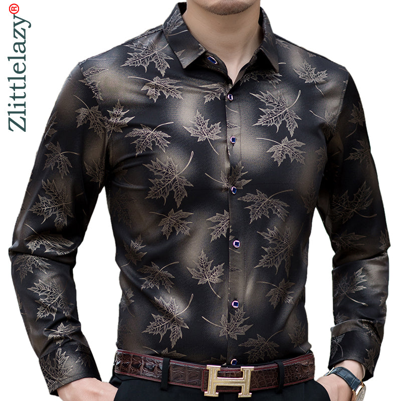 2019 new social long sleeve maple leaf designer shirts men slim fit vintage fashions men's shirt man dress jersey clothing 36565
