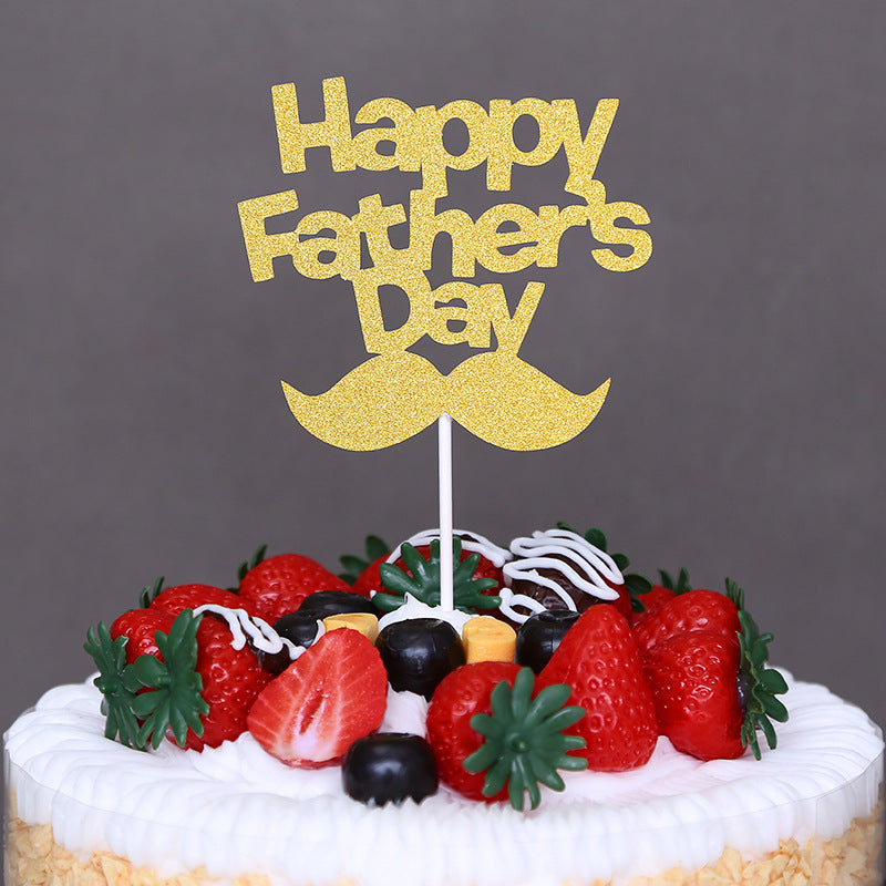 5pcs Cake Decoration Gold Slive Bread Happy Father`s Day Cake Topper for Super Dad Father`s Day Cake Topper Birthday Cake Supply