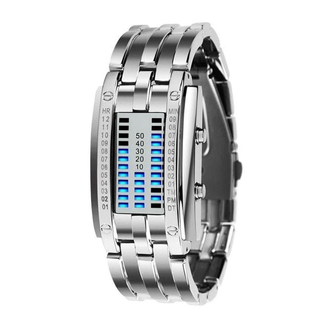 Technology Binary Watch Stainless Steel Date Digital LED Bracelet Sport Watches montre femme