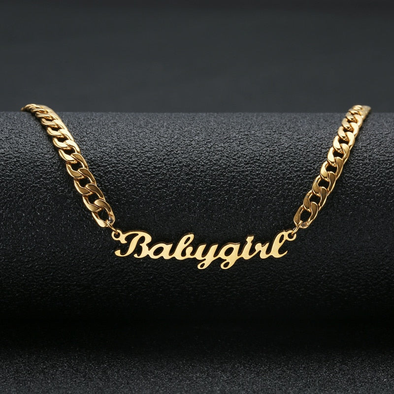 Personalized Custom Name Necklace Stainless Steel Statement Pendant & Necklace Custom Baby girl Name Jewelry For Women Gift