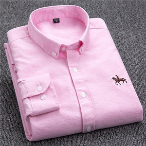 S-6XL Plus size New  OXFORD FABRIC 100% COTTON excellent comfortable slim fit button collar business men casual shirts tops