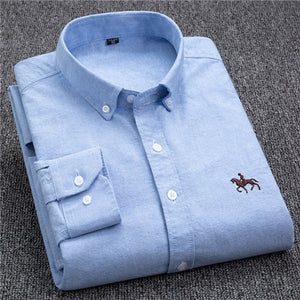 S-6XL Plus size New  OXFORD FABRIC 100% COTTON excellent comfortable slim fit button collar business men casual shirts tops