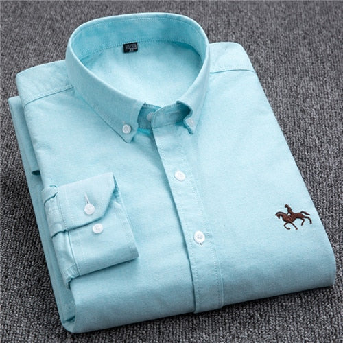 S-6XL Plus size New  OXFORD FABRIC 100% COTTON excellent comfortable slim fit button collar business men casual shirts tops