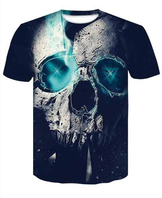 T-shirt 2018 Summer New Men's T-shirt 3D Skull & Poker Fashion Short-sleeved Tops Street Round Neck T-shirt Unisex casual tops