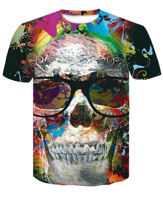 T-shirt 2018 Summer New Men's T-shirt 3D Skull & Poker Fashion Short-sleeved Tops Street Round Neck T-shirt Unisex casual tops