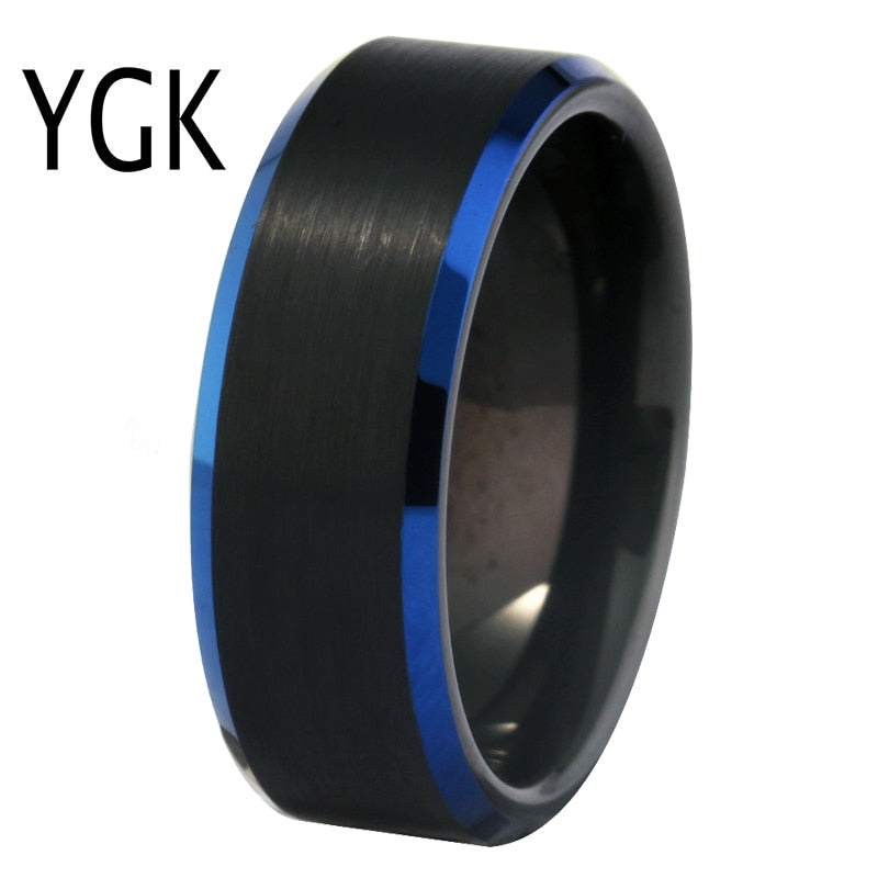Classic Wedding Band Ring for Women Simple Engagement Tungsten Rings Mens Anniversary Party Ring Matte Black Blue Tungsten Ring
