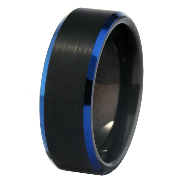 Classic Wedding Band Ring for Women Simple Engagement Tungsten Rings Mens Anniversary Party Ring Matte Black Blue Tungsten Ring
