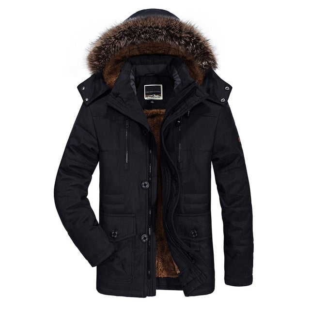 YIHUAHOO Winter Jacket Men 5XL 6XL Cotton Padded Warm Parka Coat Casual Faux Fur Hooded Fleece Long Male Jacket Windbreaker Men