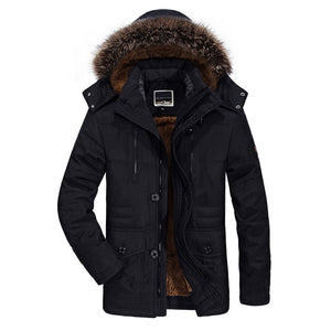 YIHUAHOO Winter Jacket Men 5XL 6XL Cotton Padded Warm Parka Coat Casual Faux Fur Hooded Fleece Long Male Jacket Windbreaker Men