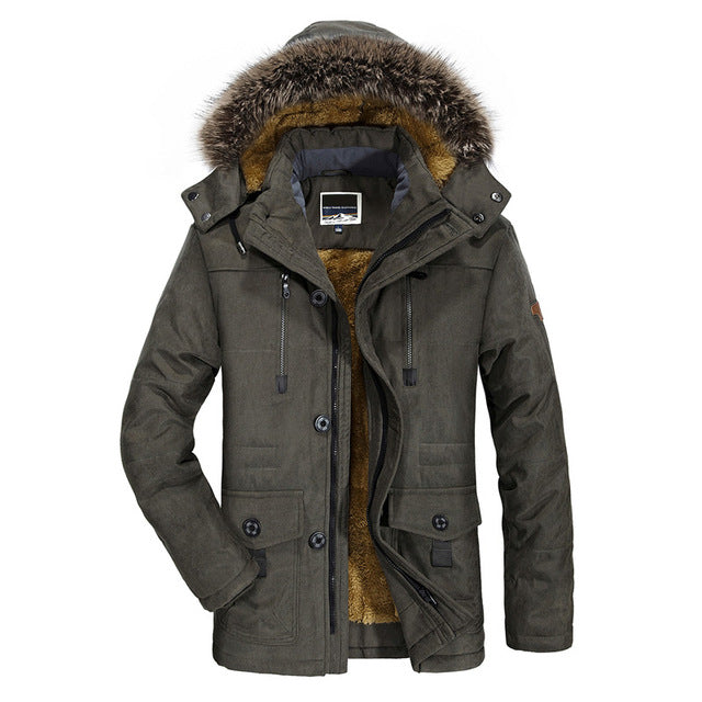 YIHUAHOO Winter Jacket Men 5XL 6XL Cotton Padded Warm Parka Coat Casual Faux Fur Hooded Fleece Long Male Jacket Windbreaker Men