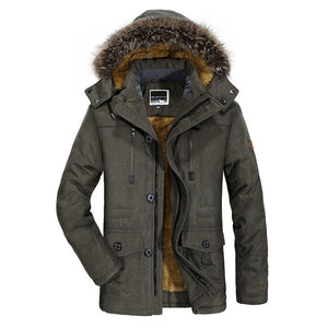 YIHUAHOO Winter Jacket Men 5XL 6XL Cotton Padded Warm Parka Coat Casual Faux Fur Hooded Fleece Long Male Jacket Windbreaker Men
