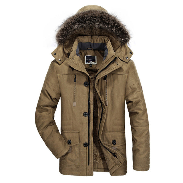 YIHUAHOO Winter Jacket Men 5XL 6XL Cotton Padded Warm Parka Coat Casual Faux Fur Hooded Fleece Long Male Jacket Windbreaker Men