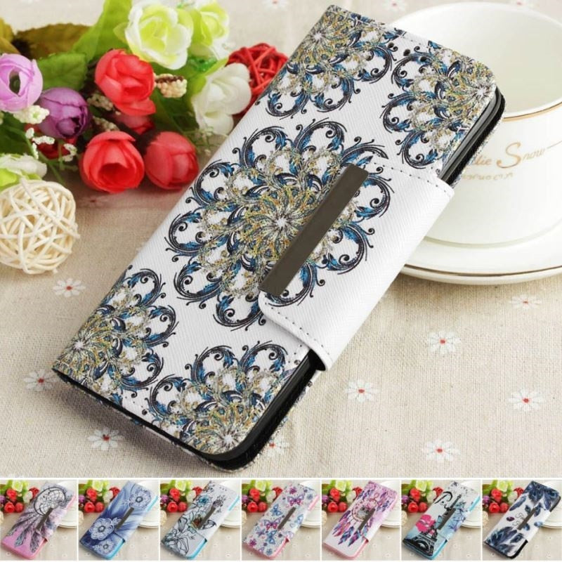 Leather Case For Apple iphone X XR XS Max 8 7 6 6s Plus Phone Cover Print Tower Flower Butterfly Wallt Flip Fundas Capa Bag P03Z