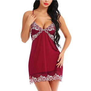 Women Sexy Lace Night Dress Lingerie Deep V Nightgowns Casual Home Dress Nightdress Fashion Sleepwear Summer Homewear #D