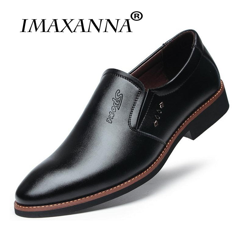 IMAXANNA Luxury Brand Men Shoes Casual Leather 2019 Spring Autumn Winter Fashion Men Flats Comfortable Office Men Dress Shoes