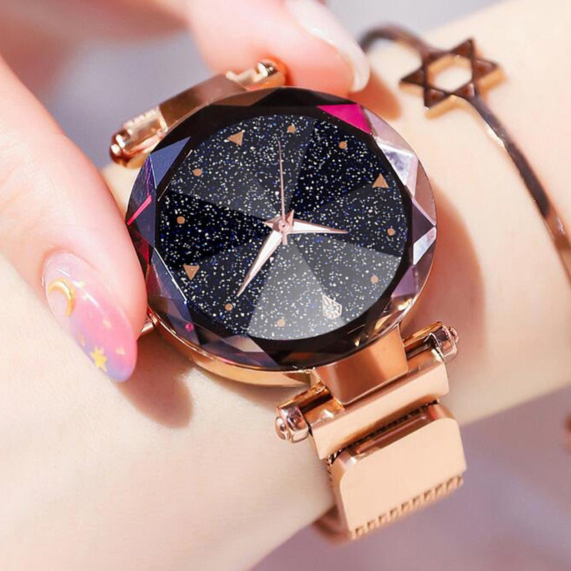 Women Watches Luxury Starry Sky Stainless Steel Mesh Magnetic Strap Ladies Watch Quartz Wrist Watch Relojes Zegarek Damski