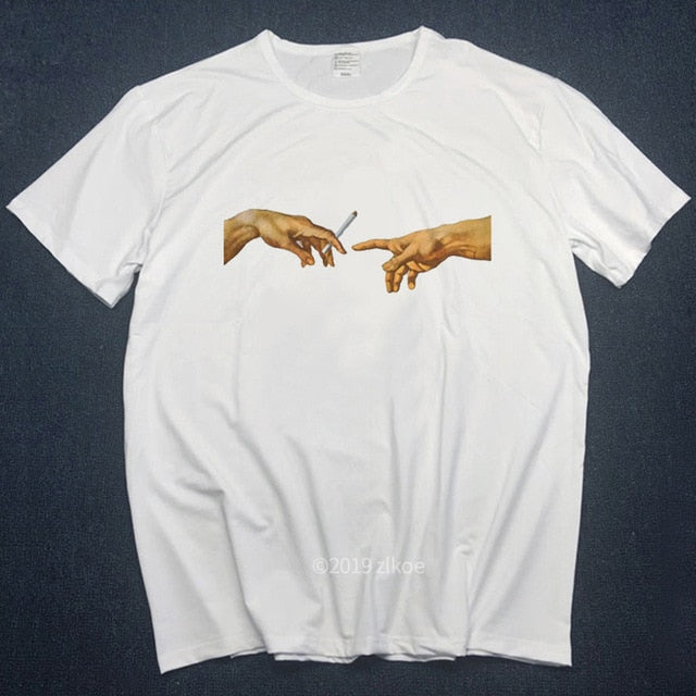 MICHELANGELO t-shirts men t shirts Harajuku Funny Print Tshirt Men Hip Hop 100% Cotton Streetwear Tee Shirt Homme Tops tees s-3L
