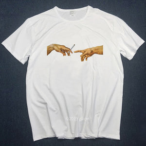 MICHELANGELO t-shirts men t shirts Harajuku Funny Print Tshirt Men Hip Hop 100% Cotton Streetwear Tee Shirt Homme Tops tees s-3L