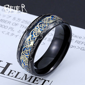Beier 316L Stainless Steel Golden Dragon Man's Ring Blu-ray Simple Fashion High Quality Jewelry LLBR-R050