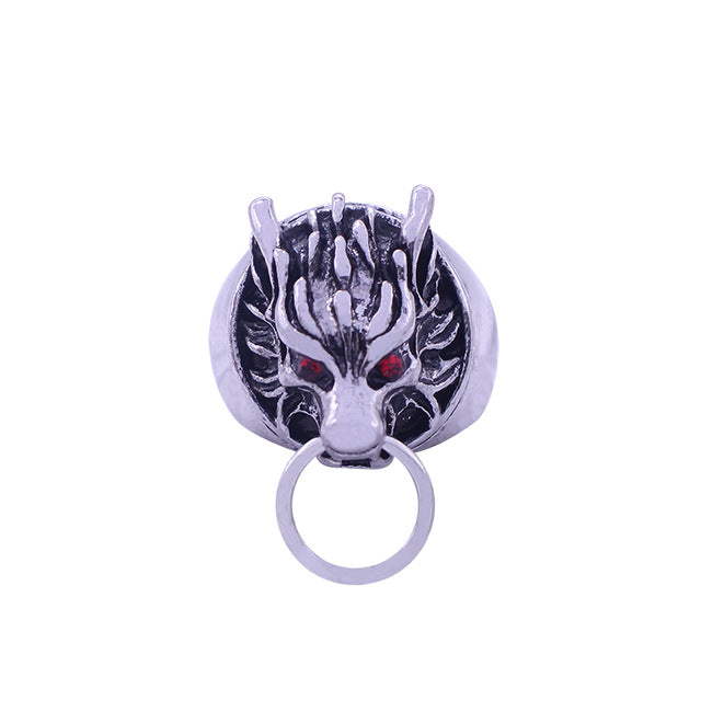 Gothic Punk Ring Men Retro Dragon Rabbit Snake Tiger Wolf Rings Skeleton Devil Evil Eye Pentagram Animal Male Ring Jewelry Anel