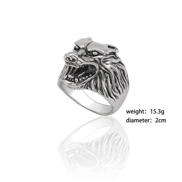Gothic Punk Ring Men Retro Dragon Rabbit Snake Tiger Wolf Rings Skeleton Devil Evil Eye Pentagram Animal Male Ring Jewelry Anel