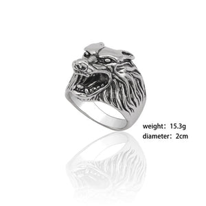 Gothic Punk Ring Men Retro Dragon Rabbit Snake Tiger Wolf Rings Skeleton Devil Evil Eye Pentagram Animal Male Ring Jewelry Anel