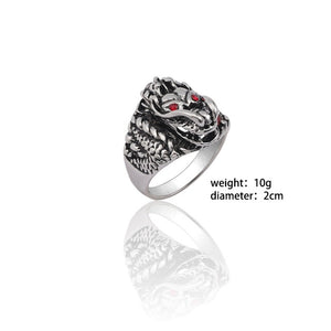 Gothic Punk Ring Men Retro Dragon Rabbit Snake Tiger Wolf Rings Skeleton Devil Evil Eye Pentagram Animal Male Ring Jewelry Anel