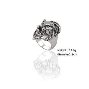 Gothic Punk Ring Men Retro Dragon Rabbit Snake Tiger Wolf Rings Skeleton Devil Evil Eye Pentagram Animal Male Ring Jewelry Anel