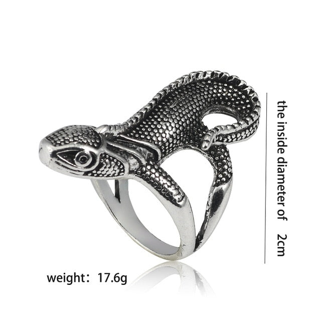 Gothic Punk Ring Men Retro Dragon Rabbit Snake Tiger Wolf Rings Skeleton Devil Evil Eye Pentagram Animal Male Ring Jewelry Anel