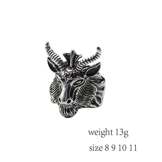 Gothic Punk Ring Men Retro Dragon Rabbit Snake Tiger Wolf Rings Skeleton Devil Evil Eye Pentagram Animal Male Ring Jewelry Anel