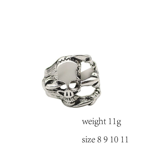 Gothic Punk Ring Men Retro Dragon Rabbit Snake Tiger Wolf Rings Skeleton Devil Evil Eye Pentagram Animal Male Ring Jewelry Anel