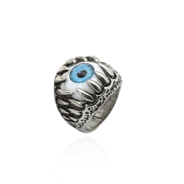 Gothic Punk Ring Men Retro Dragon Rabbit Snake Tiger Wolf Rings Skeleton Devil Evil Eye Pentagram Animal Male Ring Jewelry Anel
