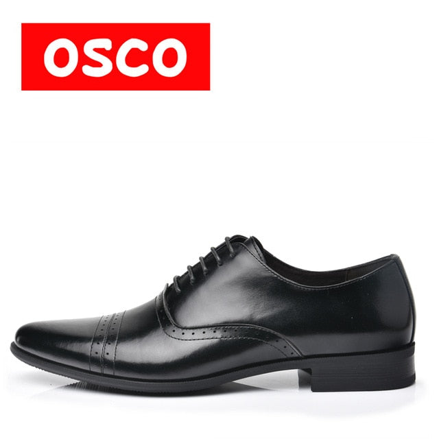 OSCO Men Shoes Spring Summer Formal Genuine Leather Business Casual Shoes Men Dress Office Luxury Shoes Male Breathable Oxfords