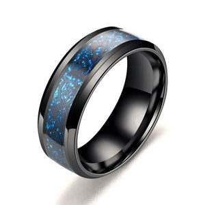 Men Ring Jewelry Red Blue Black Dragon Inlay Comfort Fit Stainless Steel Rings for Men Wedding Ring Wide 8mm