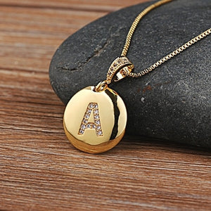 Top Quality Women Girls Initial Letter Necklace Gold 26 Letters Charm Necklaces Pendants Copper CZ Jewelry Personalized Necklace