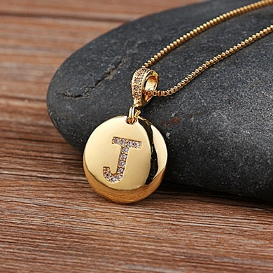 Top Quality Women Girls Initial Letter Necklace Gold 26 Letters Charm Necklaces Pendants Copper CZ Jewelry Personalized Necklace